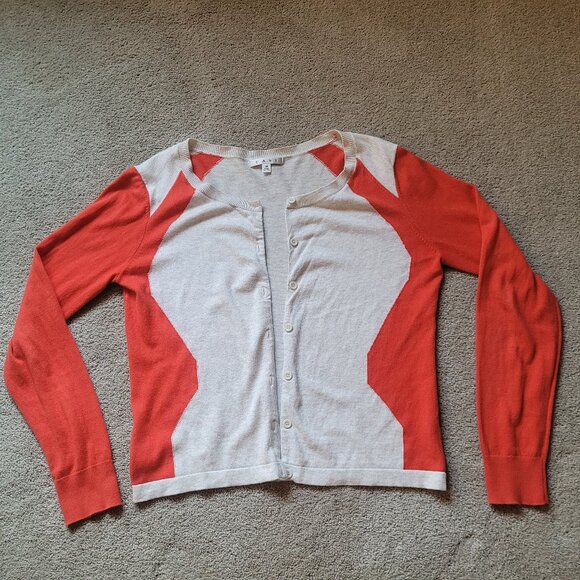 CAbi Hourglass Cardigan Red and Oatmeal #192 Size M - Picture 2 of 5